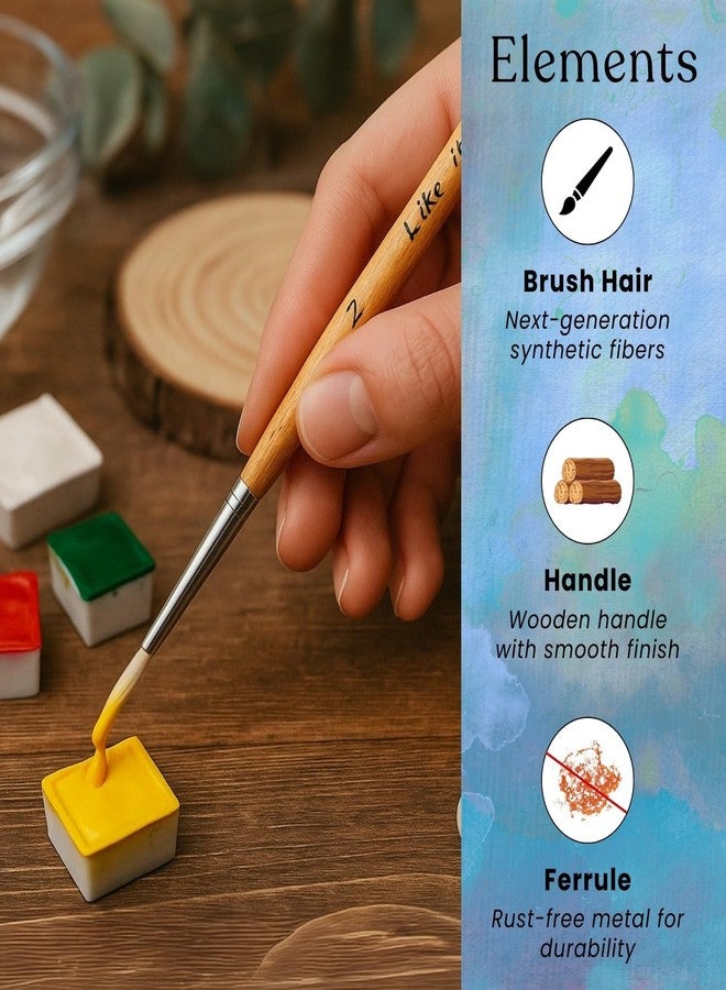 Like-It Like it Long Liner Rigger Paint Brushes Set of 4 (Sizes 000, 00, 0, 1) - Fine Tip Detail Brushes for Watercolor, Acrylic, Oil, Gouache, Tempera, Ink - Synthetic Hair, Wooden Handle with Brush Holder - Image 2